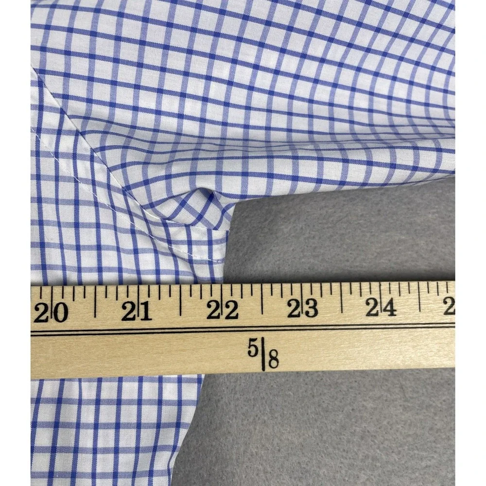 Polo Ralph Lauren Shirt Mens 16.5 34/35 Blue White Check Slim Fit Easy Care